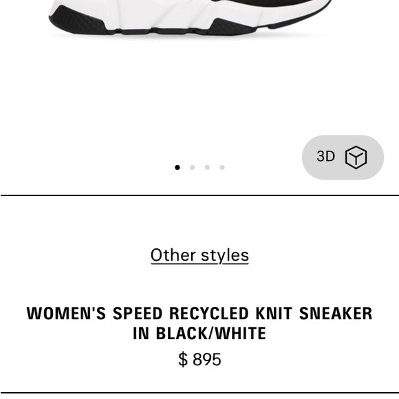 WOMEN'S SPEED RECYCLED KNIT SNEAKER IN BLACK/WHITE balenciaga shoes size 10 - Picture 2 of 3